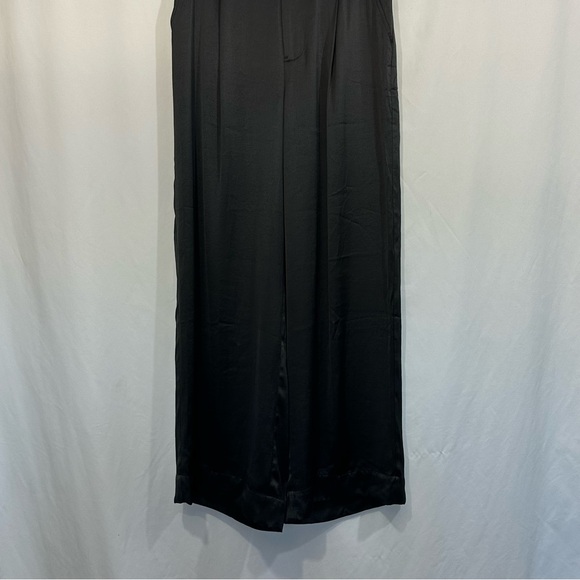 NWT Madewell The Harlow Wide Leg High Rise Satin Pants in Black - Picture 7 of 15
